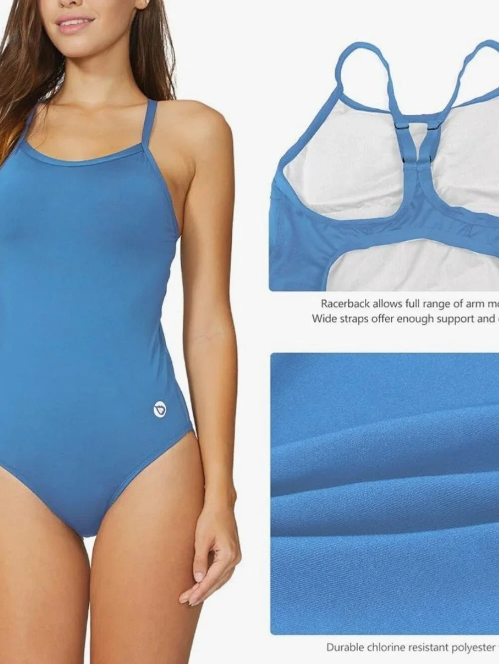 Baleaf Solid Blue One-Piece Swimsuit Size Large